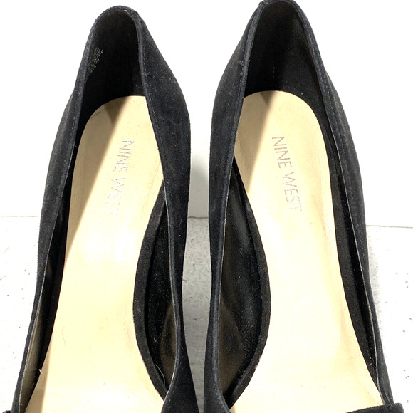 Nine West Holliman black suede pumps US 8M dressy career high heel shoes dressy - Picture 7 of 10